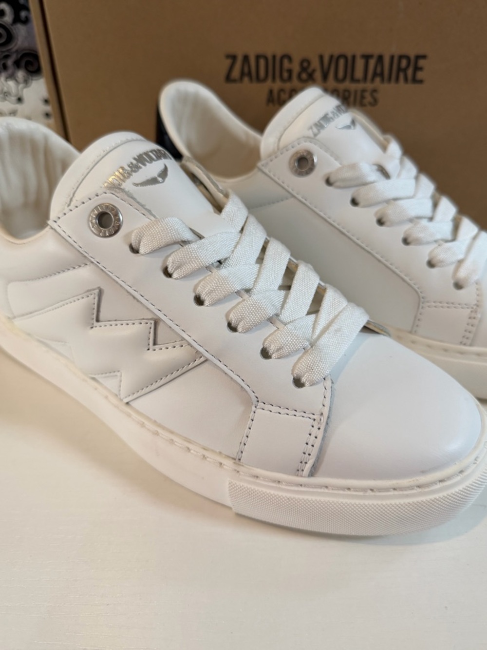 Zadig & Voltaire La Flash low-top Leather Sneakers ~ NWOB Size 37 / 6 US